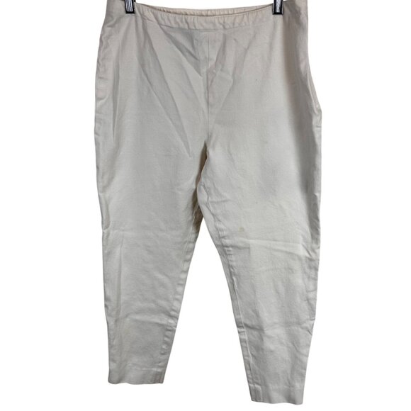 Ralph Lauren Size 12P Petite White Pants Elastic Waist Cotton Blend - Picture 2 of 9